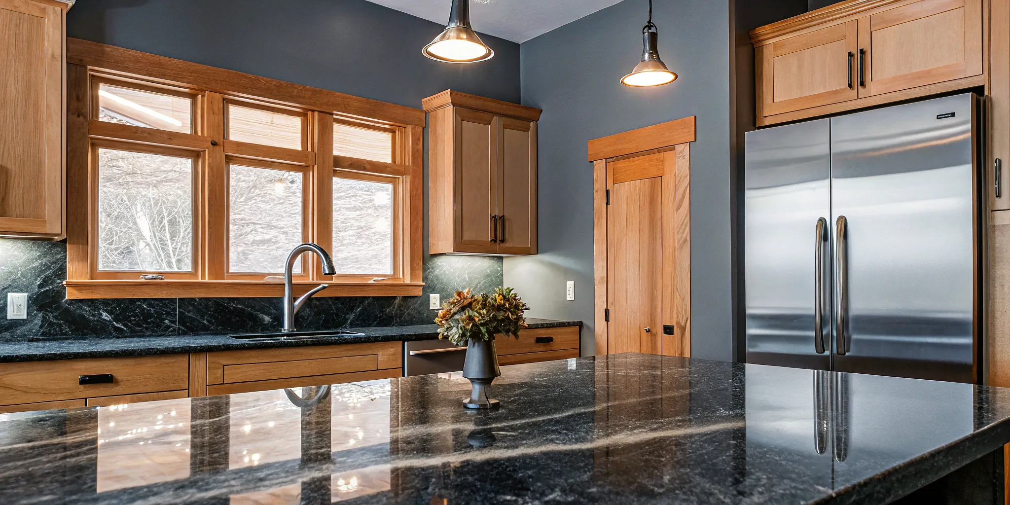 A modern kitchen remodel with a large island, completed by a trusted contractor.