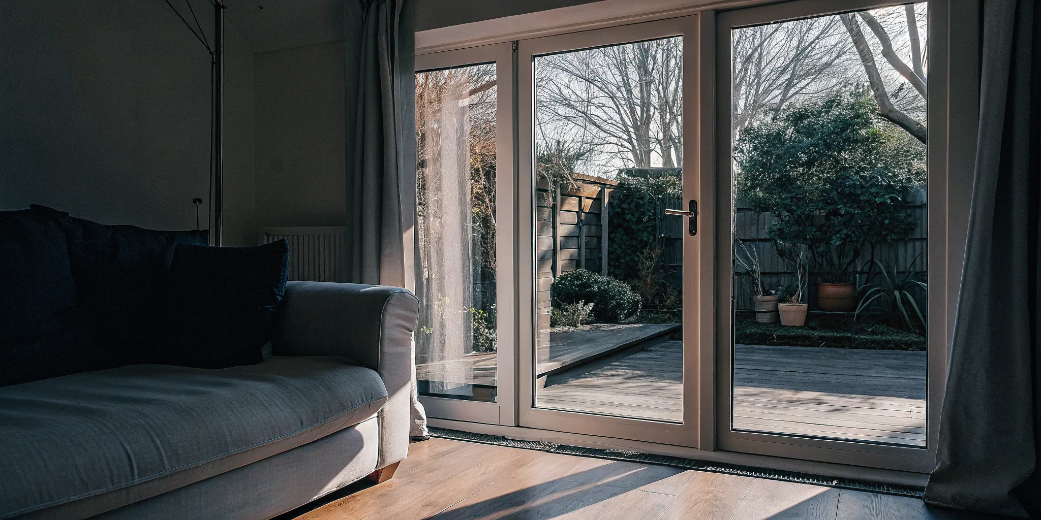 A bump-out house addition with a deck and sliding doors, a cheap way to add more living space.