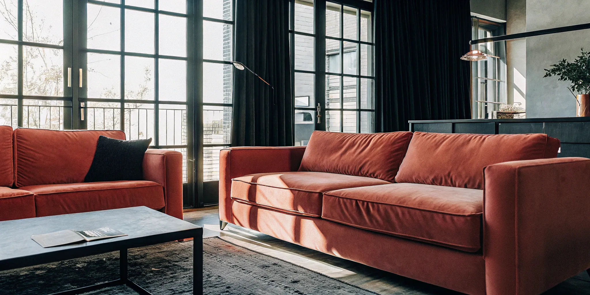 A modern living room that factors into the total full home renovation cost.